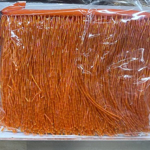 High End Handmade Luxury Sewing Glass <strong>Beads</strong> Trimming 15cm Width Black Gold Silver <strong>Bugle</strong> Gold Beaded Fringe Trim - Product Image 6