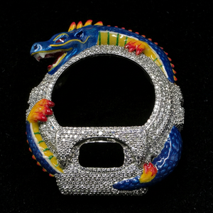 Boîtier de montre Dragon Bleu fait main avec moissanite VVS, design creux étanche, mise à niveau série 6900 - Product Image 1