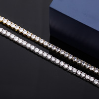 Collier en Or Massif 18K avec Diamants, Chaîne Tennis Tendance avec Diamants VVS de Culture de 3/4/5 Carats pour Hommes