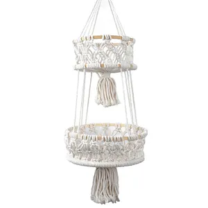 Boho corda boêmia artesanal de algodão, corda macrame, corda, pendurado na parede, para planta, cesta de armazenamento de tecido