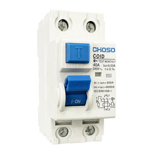 <span class=keywords><strong>Disjoncteur</strong></span> <span class=keywords><strong>différentiel</strong></span> domestique 32A CHOSO RCBO RCCB COID-63/32A 2P pour boîtier de distribution, matériau PA66, 240V, pouvoir de coupure 4.5kA, LSIG - Product Image 1