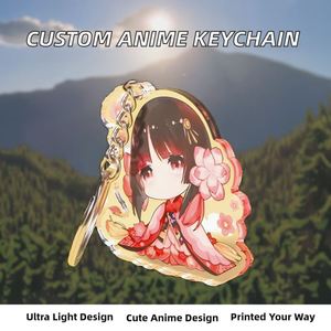 Custom Printed UV Printing Clear Epoxy Hologram Personalized Cute <b>Anime</b> Design Acrylic <b>Keychain</b> Bulk Wholesale - Product Image 2