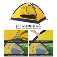Tente de randonnée professionnelle, résistante au vent et à la pluie, légère, double couche, quatre saisons, tissu polyester, tiges en aluminium