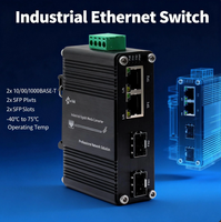 Mini commutateur Gigabit 2x10/100/1000BASE-T Ports RJ45 Boîtier en aluminium Fonctionne à -40 ° C à 75 ° C avec alimentation redondante 12-48VDC
