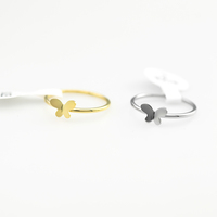 Minimal Dainty Bague En Argent En Acier Inoxydable Plaqué Or Bijoux En Argent Sterling Papillon Anneaux Femmes De Noël Bijoux Filles Anneau