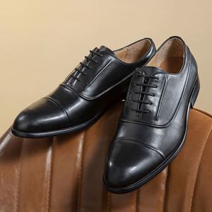 Designer Business Dress Shoes Handcrafted Men <b>Pointed</b> Toe Genuine VALENTINA Leather Lace Oxford Patchwork Rubber Outsole - Product Image 3