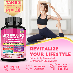 Complément alimentaire 16 en 1 Extra Fort, 90 gélules végétales, Myo-Inositol, D-Chiro Inositol, Berbérine, Vitamine D3 K2 - Product Image 3