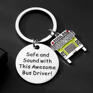 School Bus Keychain Driver Appreciation Gift School Bus Metal Key chains Drive Safe Key ring Thank You Jewelry Gift for Birthday