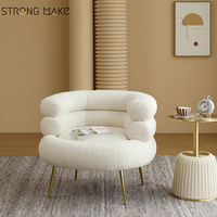 Fauteuil de salon moderne blanc en bouclette, canapé/sofa d'appoint, chaise longue de détente pour salon