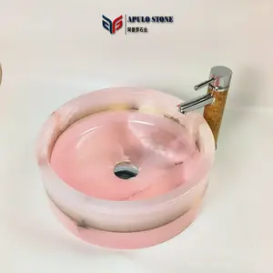 Rifornimento di fabbrica bagno rotondo rettangolare arte lavandino elegante rosa lavelli in marmo naturale lavabi