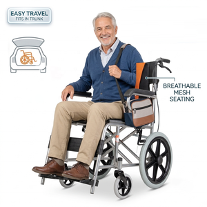 Fauteuil roulant en acier robuste à <span class=keywords><strong>prix</strong></span> d'usine pour chambre <span class=keywords><strong>hyperbare</strong></span>, fauteuil roulant manuel pliable portable pour personnes âgées - Product Image 4
