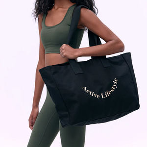 Sacs fourre-tout en toile personnalisés avec logo imprimé, mignons, pour Noël, avec cordon, réutilisables, en coton, extra grands, cadeaux pour femmes - Product Image 3