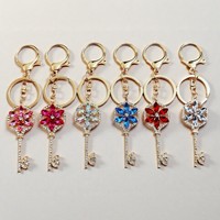 Porte-clés vintage en forme de fleur de cristal, pendentif clé en strass, breloque de sac, porte-clés pour femme, logo personnalisé, cadeau souvenir