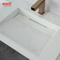 Évier simple double de luxe en marbre, surface solide, lavabo de salle de bain, design personnalisé, ensemble de vanité