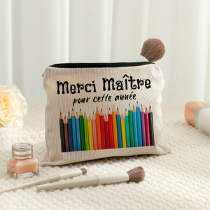 Pochette de maquillage personnalisée avec motif d'appréciation des enseignants de <span class=keywords><strong>France</strong></span>, sac de rangement de <span class=keywords><strong>voyage</strong></span> pour articles de toilette, pochette cosmétique pour enterrement de vie de jeune fille - Product Image 5