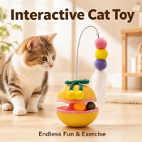 Year Horse Roly-Poly Jouet pour chat auto-amusant anti-ennui, baguette de stimulation à la catnip avec plumes rotatives, en matériau PP, emballage en boîte, pour animaux de compagnie