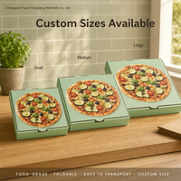 Boîte à pizza pliable en carton kraft ondulé de qualité alimentaire, écologique, impression 4 couleurs, pelliculage mat, découpe personnalisée, options personnalisables