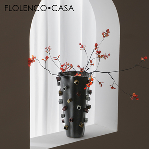 Jarrón de cerámica <span class=keywords><strong>negro</strong></span> Retro grande para el hogar, oficina, arreglo floral, decoración, centros de mesa de boda y <span class=keywords><strong>jarrones</strong></span> de lugar - Product Image 2