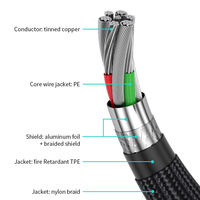 Câble USB en nylon tressé en forme de L à 90 degrés, 60W/3A, charge rapide, alliage de zinc, chargeur de type C, matériau en cuivre pur, IOS