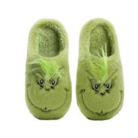 Pantoufles de Noël Grinch en polyester, épaisses, chaudes et douces, pour l'intérieur, chaussures d'hiver confortables, vente en gros d'usine