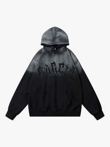 Sweat-shirt à capuche en coton tricoté surdimensionné pour homme avec imprimé sur le devant - Style automne - Product Image 3