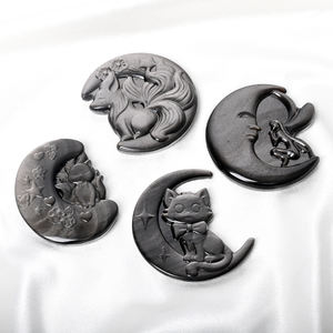 Vente en gros Obsidienne en argent naturel Renard <span class=keywords><strong>à</strong></span> <span class=keywords><strong>neuf</strong></span> <span class=keywords><strong>queues</strong></span> Artisanat en cristal Obsidienne en argent Lune Fée Sculpture en cristal pour la décoration - Product Image 5