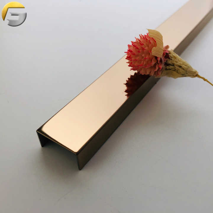 ze0073金属制造商酒店玫瑰金弧形不锈钢内角瓷砖饰边