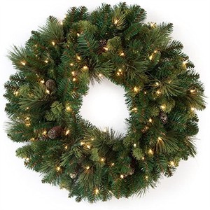 Guirnalda Navideña Artificial Preiluminada con Bayas Rojas y Luces Colgantes para Puerta Principal, Adornos Navideños, Precio de Fábrica, Venta al Por Mayor - Product Image 1