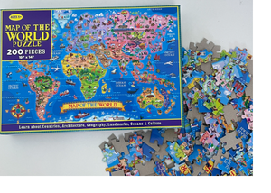 200 PCS World Map Jigsaw Puzzle Game Juguetes educativos de cognición geográfica para niños - Product Image 6