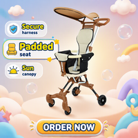 Poussette de voyage pliable à 4 roues RHS-STR81 Luxury 360 Rotate pour enfants de 1 à 3 ans