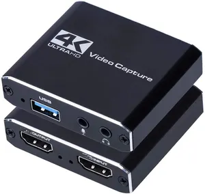 Canlı Streaming ses Video yakalama kartı mikrofon ile 4K Loop-Out 1080p 60fps Video kaydedici oyun ve video konferans