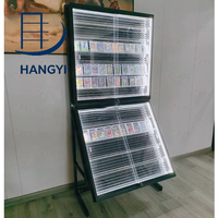 Vitrine murale Hangyi avec éclairage LED pour cartes à collectionner, verre verrouillable, métal, pour cartes gradées PSA, présentoir pour boutique TCG