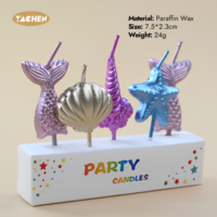 Yachen Nouveau Design Lot de 5 Bougies d'Anniversaire en Cire de Paraffine Thème Sirène Océanique Colorées pour Décoration de Fête de Remise de Diplôme