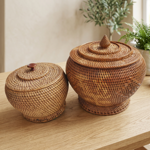 Panier en jacinthe d'eau vietnamienne écologique VINACRAFT pour le rangement des aliments - Product Image 3