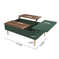 Combohome Table basse haute élévatrice double de 47 pouces avec rangement, table basse cannelée en bois moderne avec compartiment caché pour le salon