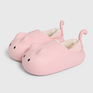 Pantoufles en forme d'animaux de dessin animé pour femmes, semelle souple, doublure polaire chaude, chaussures d'intérieur à enfiler, couleurs acidulées, 0527 - Product Image 2