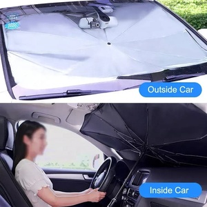 Pare-brise avant argenté innovant, protection solaire, <span class=keywords><strong>Parasol</strong></span> de voiture pliable, parapluie résistant aux Uv avec étui en cuir PU - Product Image 5