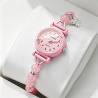 Montre à perles réglable pour femme avec pendentif papillon, montre-bracelet à quartz polyvalente A270002