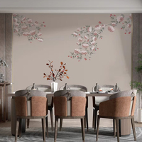 Papier peint texturé artistique de style chinois avec broderie d'oiseaux et de fleurs pour hôtel, maison, décoration intérieure culturelle