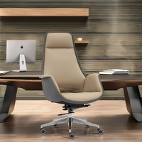 Chaise de bureau lounge ergonomique et pivotante moderne Fauteuil de loisirs en cuir véritable Siège de conférence à jambe Mobilier de bureau en aluminium