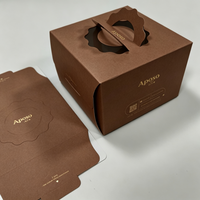 Emballage de luxe haut de gamme pour boîte à pâtisserie, à dessert ou à pain, avec logo imprimé personnalisé, effet dorure à chaud, recyclable, avec poignée portable