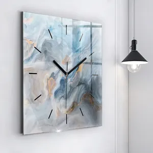 <span class=keywords><strong>Horloge</strong></span> <span class=keywords><strong>murale</strong></span> abstraite moderne, motif marbre bleu gris, mouvement <span class=keywords><strong>à</strong></span> quartz silencieux, sans <span class=keywords><strong>chiffres</strong></span>, pour décoration de salon, chambre <span class=keywords><strong>à</strong></span> coucher, bureau - Product Image 2