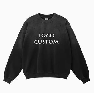 Felpa da Uomo in Poliestere/Cotone con Sfumature Sfumate, Lavaggio Acido, Girocollo Oversize, Maniche Raglan Lunghe, Stile Vintage Streetwear - Product Image 4