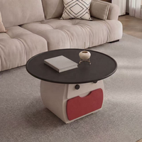 Table basse ronde de style moderne, convertible, en bois massif, avec rangement, pour salon, meubles de maison contemporains