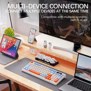 डिस्प्ले नॉब गेम कीबोर्ड के साथ फ्री वुल्फ एम96 वायरलेस बीटी डुअल मोड मैकेनिकल टच कीबोर्ड पीबीटी बॉल हैट