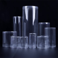 Boîte en plastique cylindrique transparente en PVC certifiée GRS Emballage en plastique de couleur avec impression UV logo personnalisé