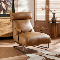 Fauteuil lounge moderne de luxe à dossier haut, rembourrage en mousse 45D et plumes, structure en acier inoxydable, fauteuil d'appoint rembourré pour salon