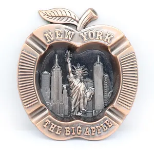 Wholesale Custom Logo Decorative Metal New York Souvenir Smoking Round Pocket Cigar Ashtray
