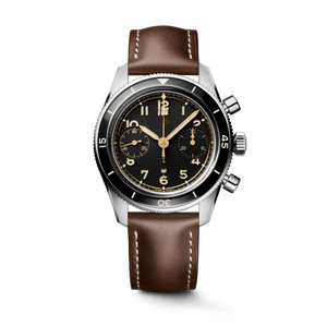Mens Automatic Chronograph Watch with Luminous Markers Rotating Bezel and Genuine Leather Strap for Daily and Formal Longinesing - Product Image 1