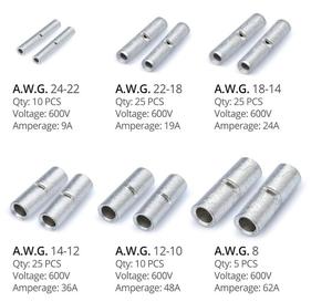 100 pcs không cách điện Butt kết nối Kit - Butt Splice kết nối-uninsulated uốn dây kết nối-24-8 AWG - Product Image 2